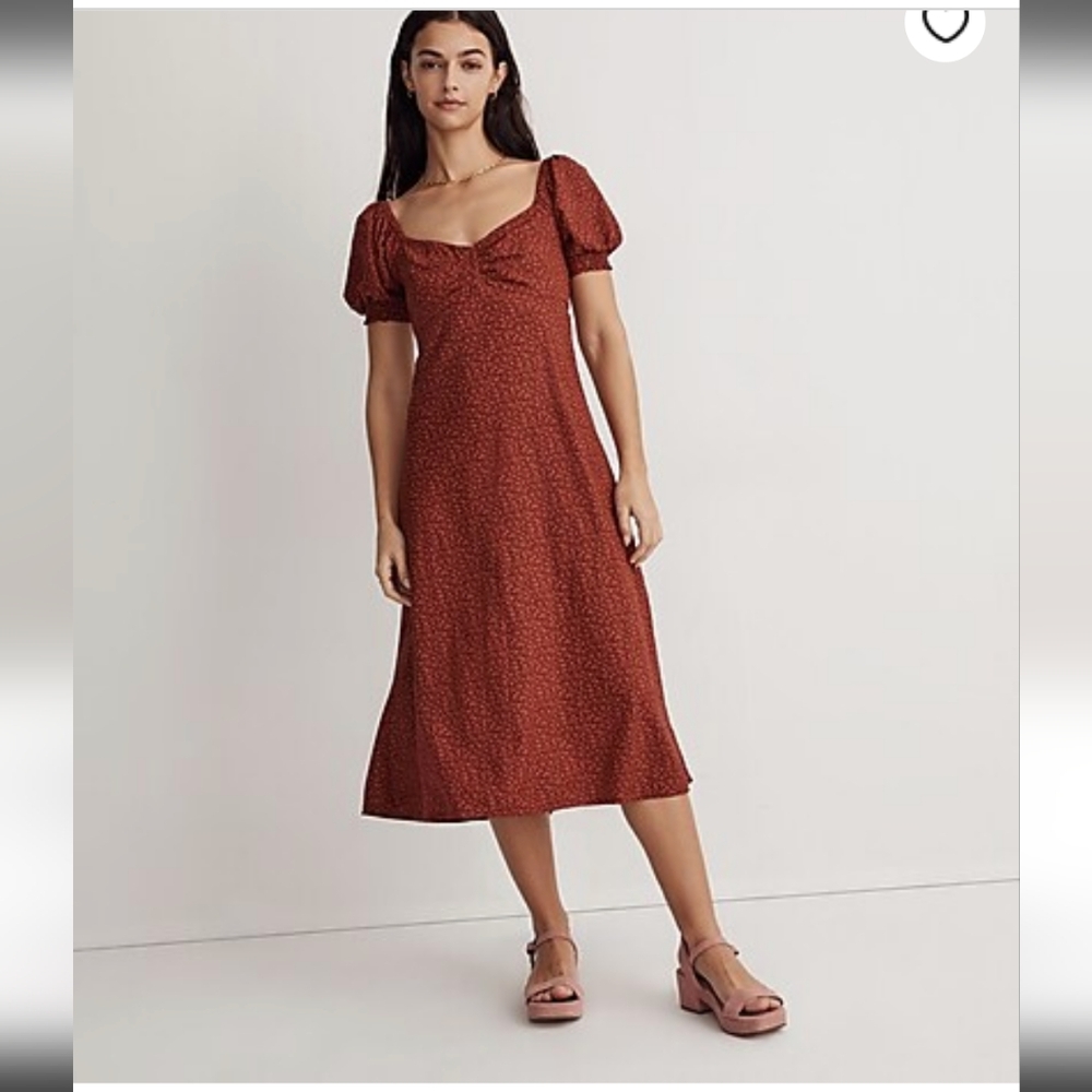 Madewell Sweetheart Puff Sleeve Midi Dress